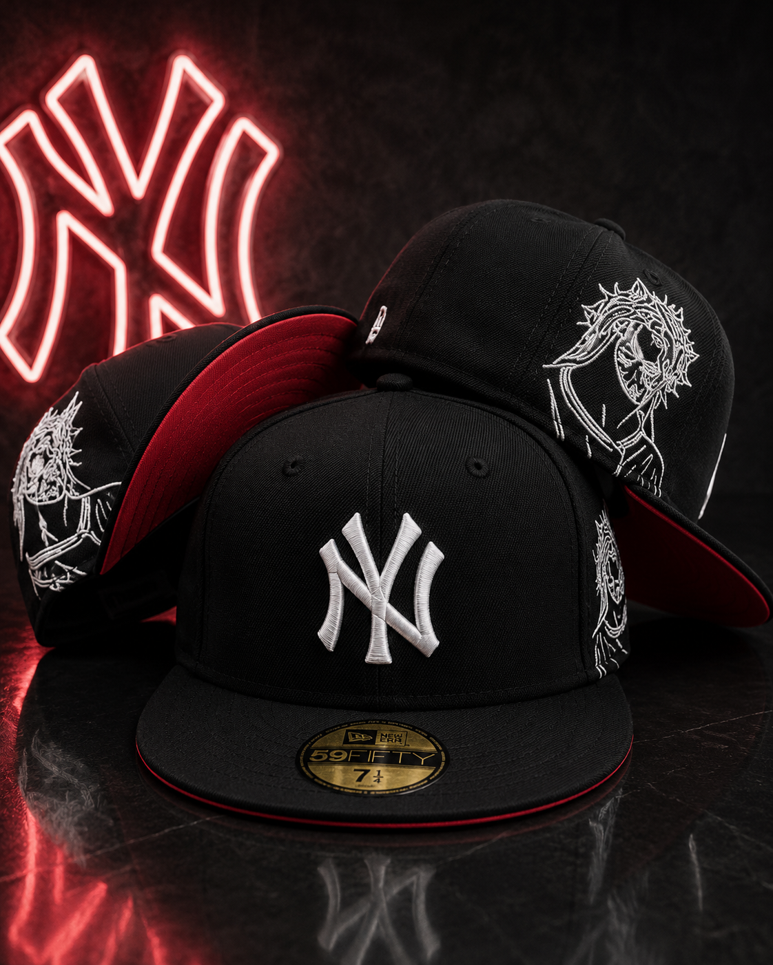 New York Yankees – New Era 59FIFTY Crown of Thorns Black/Red Fitted Cap