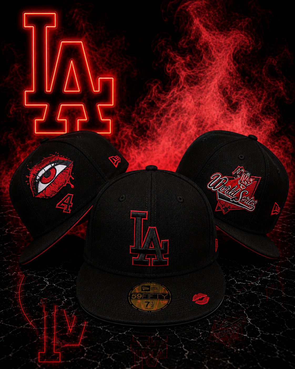 LA Dodgers – New Era 59FIFTY Evil Eye Black/Red Fitted Cap